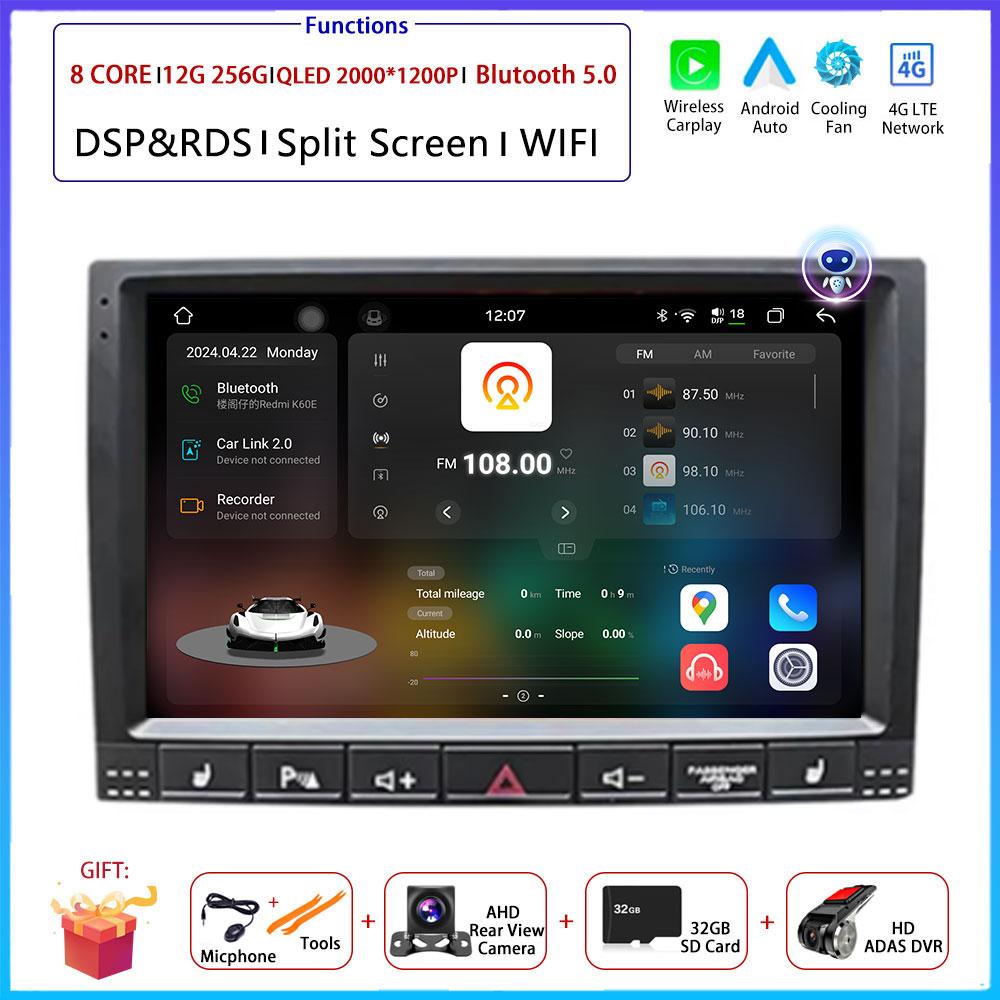 9"4G Android OS For Volkswagen VW Touareg 2002 - 2012 Car Radio Stereo Multimedia Video GPS Navigation Player QLED Screen BT 5.0