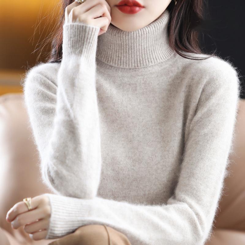 Podzim Zima Kašmírový svetr Dámský Rolák Pletený Pulovr Volný Teplý Dámský Top