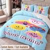 Custom Name Text 3Pcs Bedding Set Mr. Men & Little Miss Duvet Cover And Two Pillowcases