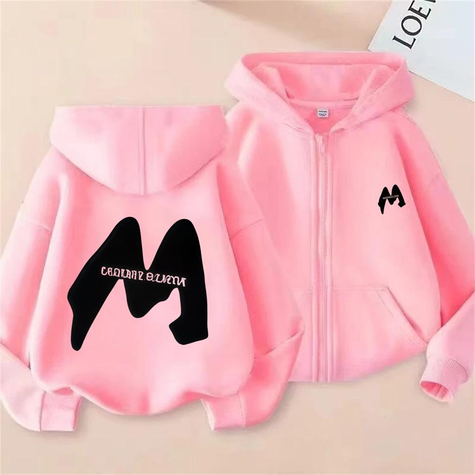 Unisex Trendy High Street M-Print Zipper Hooded Sweatshirt for Spring and Autumn