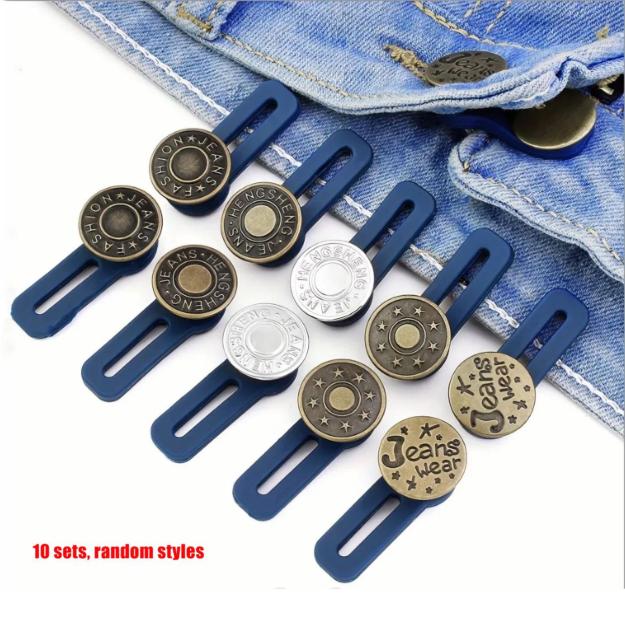 

10pcs Metal Button Extender Perfect To Any Jeans Pants Free Sewing Retractable Jeans Waist Button Extended Buckles Fixing Kit