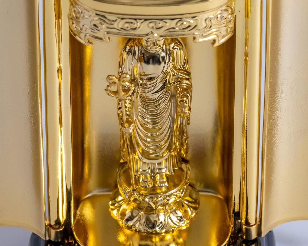 Buddhistická socha Jizo Bódhisattva se svatyní pro bezpečného božstva pro dítě Takaoka měď Bódhisattva (pozlacené/24karátové zlato) - ""Modlitba""