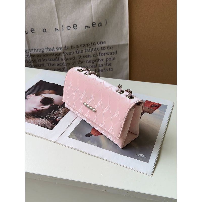 

Gentle Girl Summer Baguette Bag 2025 New Graceful Chain Bag Light Luxury High Sense Rhombus Shoulder Bag Pink