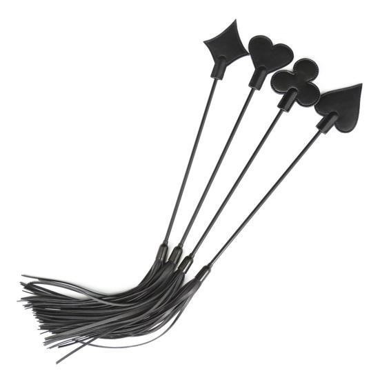 Poker-Themed Faux Leather Paddle for BDSM Play Spanking Tool with Fringe & Card-Shaped Slapper Ergonomic Handle Discreet Adult Toy for Couples'