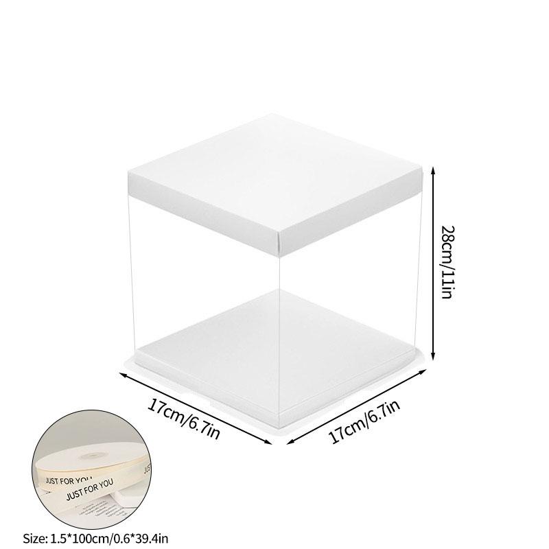 Gift Box with Ribbon Transparent Cake Gift Box Birthday Cake Packaging Supplies Clear Plastic Candy Box Mother's Day Gift
