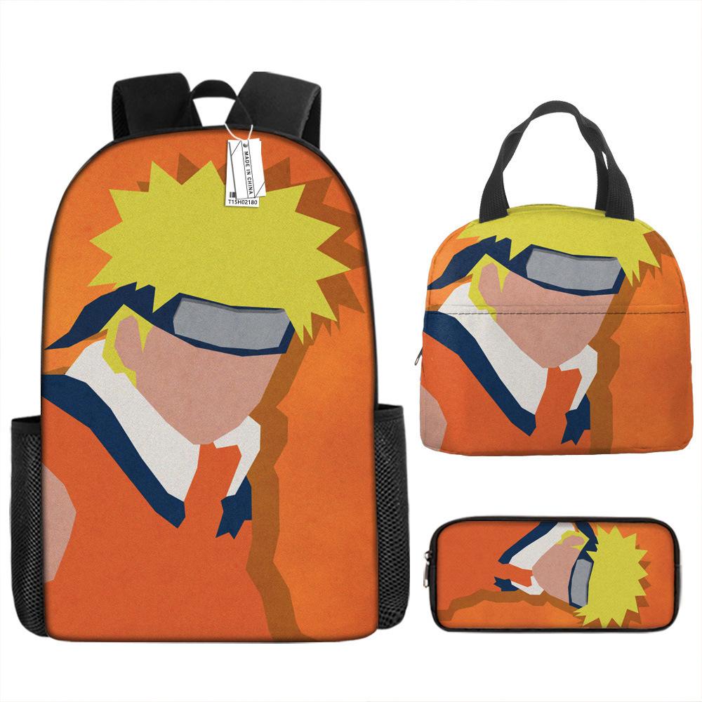 

Naruto Shippuden Elementary and Secondary School School Bag Large Capacity Campus Backpack Lunch Bag Pencil Bag Three-piece Set pencil case