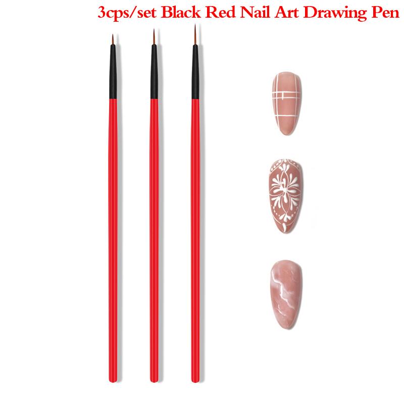 3Pcs Acrylic Nail Art Brush Nail Art Dotting Pen Drawing Painting Set Diy Design Nail Art Dotting Tools 5/7/11Mm