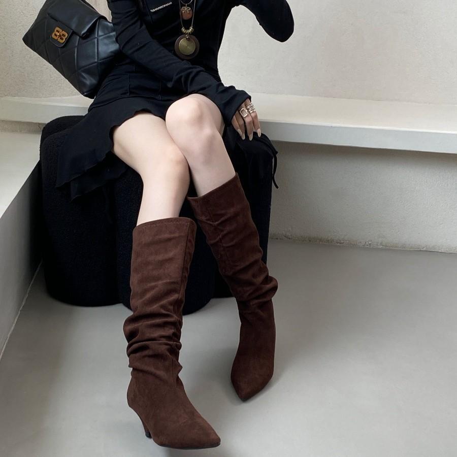 Inner heightening pointed summer western cowboy boots women's boots 2025 new spring and autumn stacking boots knight boots