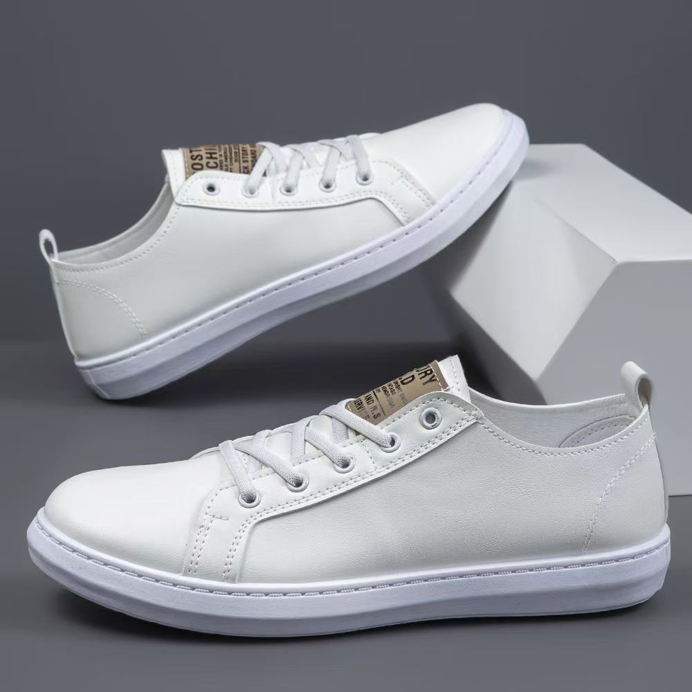 Men's Shoes New Leather Surface Soft Sole Not Tired Feet Board Shoes Breathable Versatile Casual Board Shoes Simple and Lightweight Men's Shoes