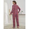 Damen Pyjama Herbst und Winter Weihnachten Rot Plaid Cardigan Langarm Homewear Set