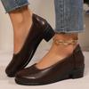 2025 Kožené střední podpatky Pracovní boty Dámské Jarní Plus Size Silné podpatky Lodičky Pohodlné Mělké Kancelářské boty Velikost 42
