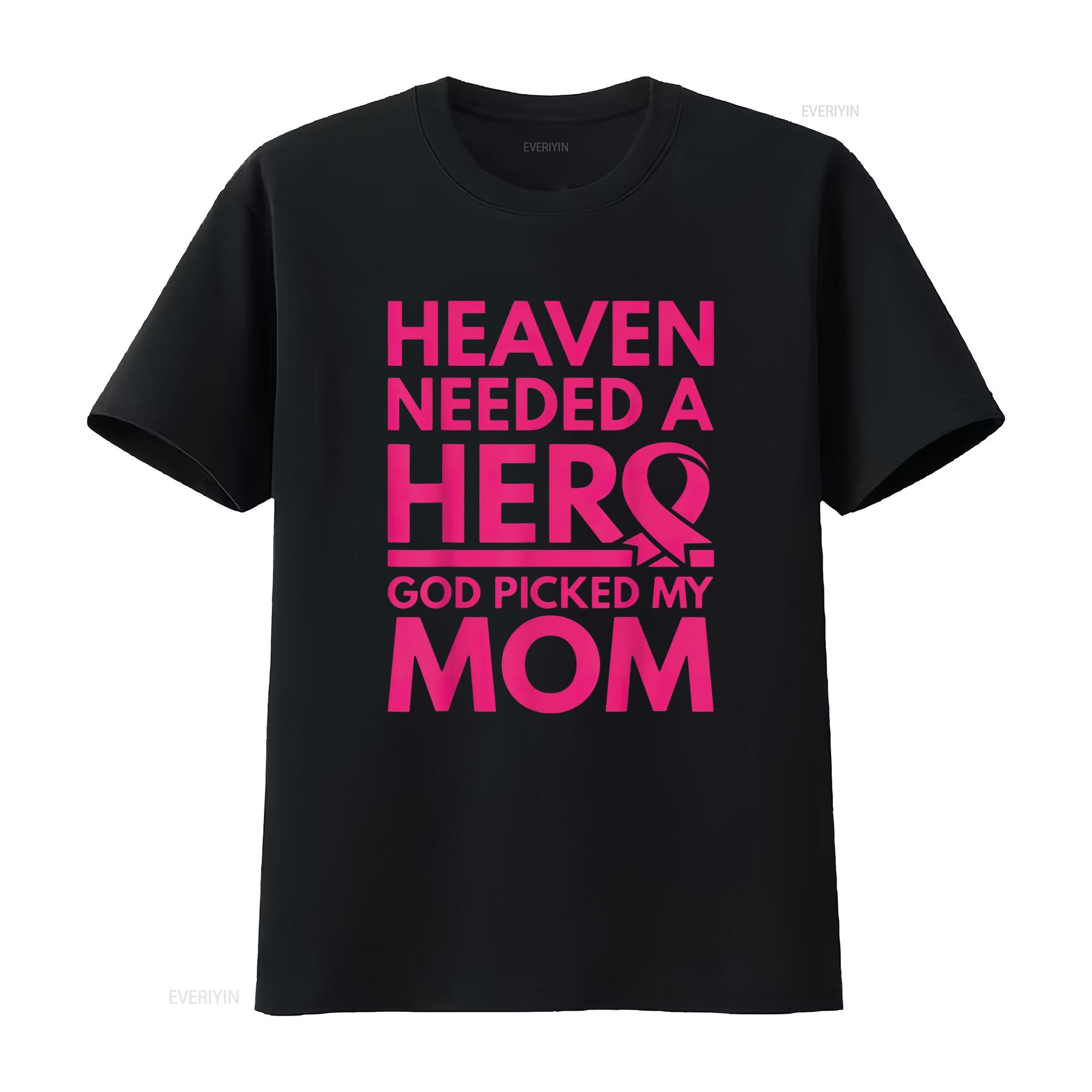

Womens T Shirt Mom Heaven Angel Fallen Breast Cancer Awareness Black 2X Large vintage Washed Unisex Breathable streetwear 4XL