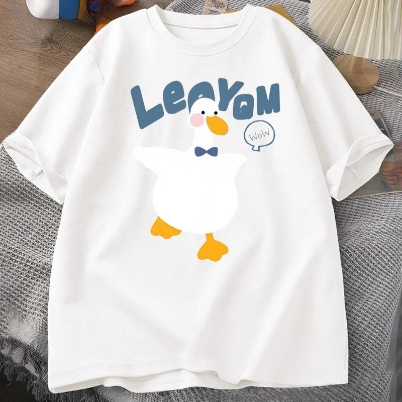 Funny Duck T-shirt Summer Short Sleeve T Shirt Women Short Sleeve Trendy Round Neck Casual Top Streetwear Clothes