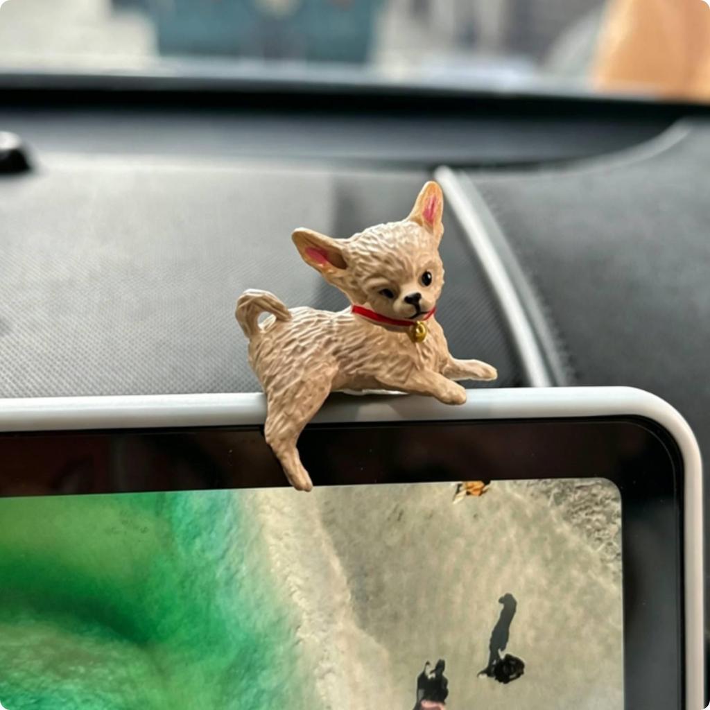 2xDog Figurine PVC Dashboard Dog Decor Double-Sided Ornaments for Desktop