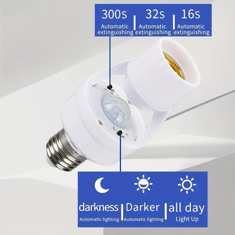 1PC Mechanical Induction Lamp Holder with Adjustable Delay Switch, the Lampshade Is White, the Base Is Sturdy, and the Installation Is Easy