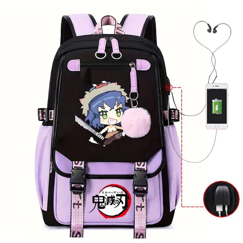 Ghost Annihilation Blade Grade 3-6 Junior High School Student High School Student School Bag Strap USB Multifunctional Backpack