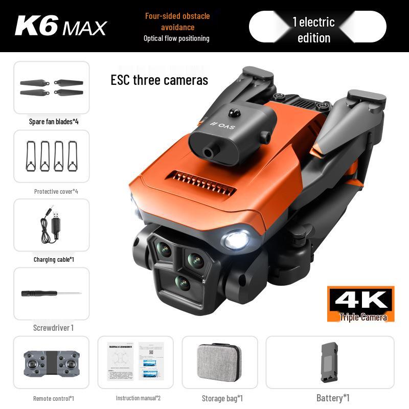 K6max Drone: 4K HD, Triple Cameras, Vertical Shooting, Optical Flow, Aircraft with Quad-Sided Obstacle Avoidance & Remote Control