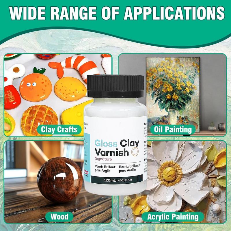 Air Dry Clay Varnish 120ml Safe Air Dry Clay Gloss for Acrylic Air Dry Clay Sealant High Gloss Varnish Long-Lasting Glossy Clay