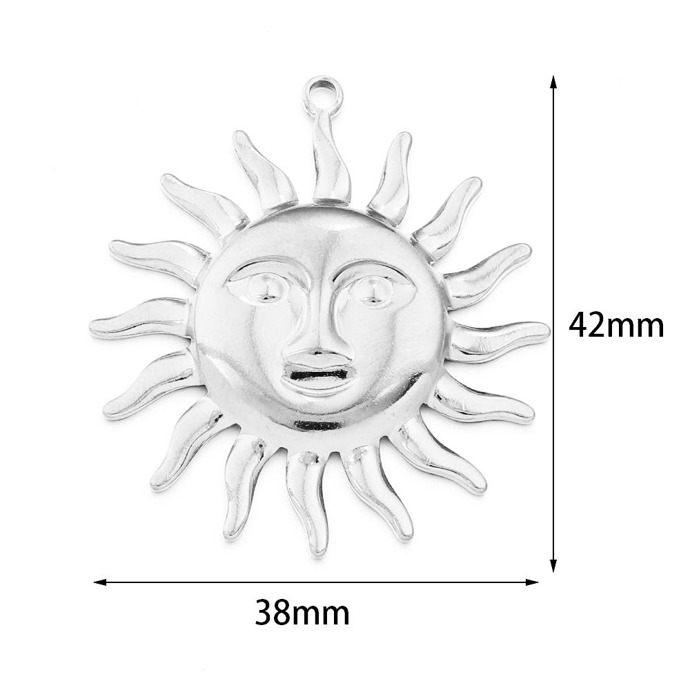2pcs/lot Stainless Steel Retro Pendant Gold Color Sun Flower Moon Shape Charms For DIY Crafts Necklace Earrings Gift Accessories