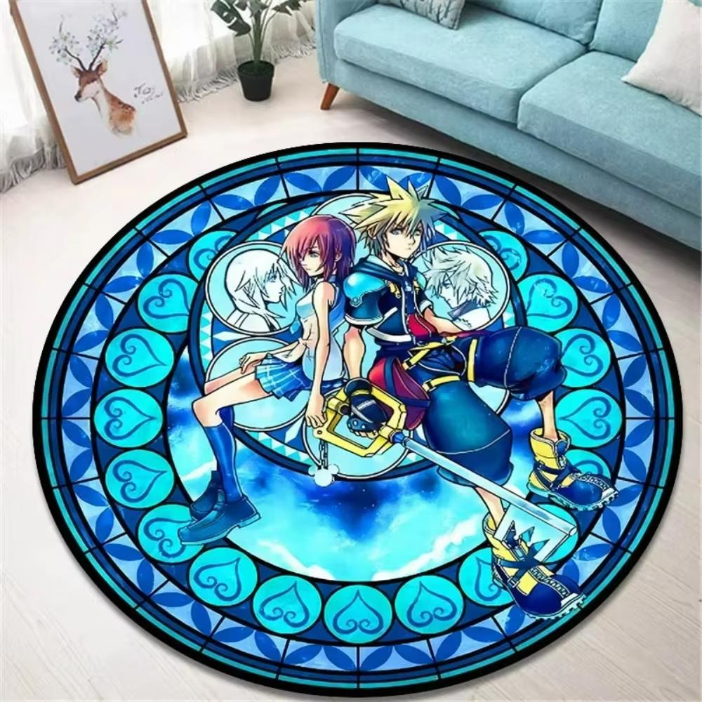 Verspieltes Spiel K-Kingdom Hearts Runder Teppich Männerhöhle Wohnzimmer Sofa Deko Teppich Bettseite Weicher Teppich Spielzimmer Drehstuhl Bodenmatte