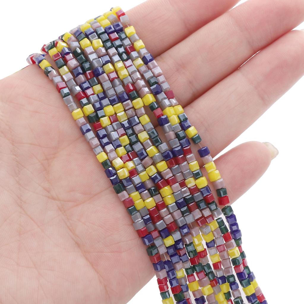 180Pcs Glass Surface Square Lnterval Bead For DIY Bracelets Necklaces Jewelry Making