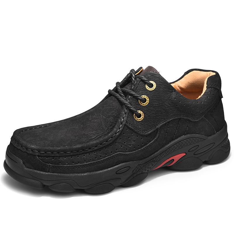 Genuine Leather Men Casual Shoes Luxury Brand Lace Up Sneakers New Trendy Man Hiking Shoes Comfy All-match Male Treking Footwear