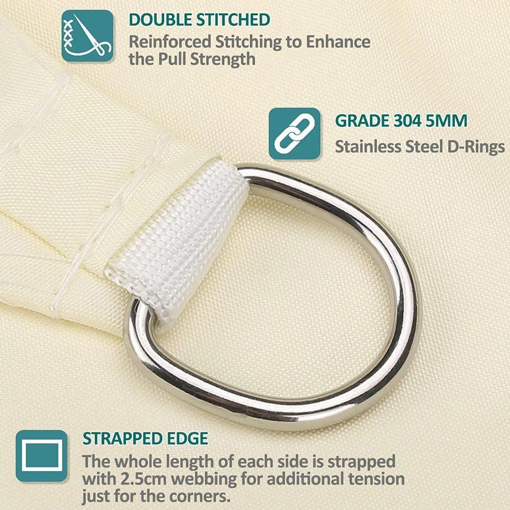 Triangle Waterproof Sun Shelter With Ropes Outdoor Canopy Awning Shade Cloth  Pool Area