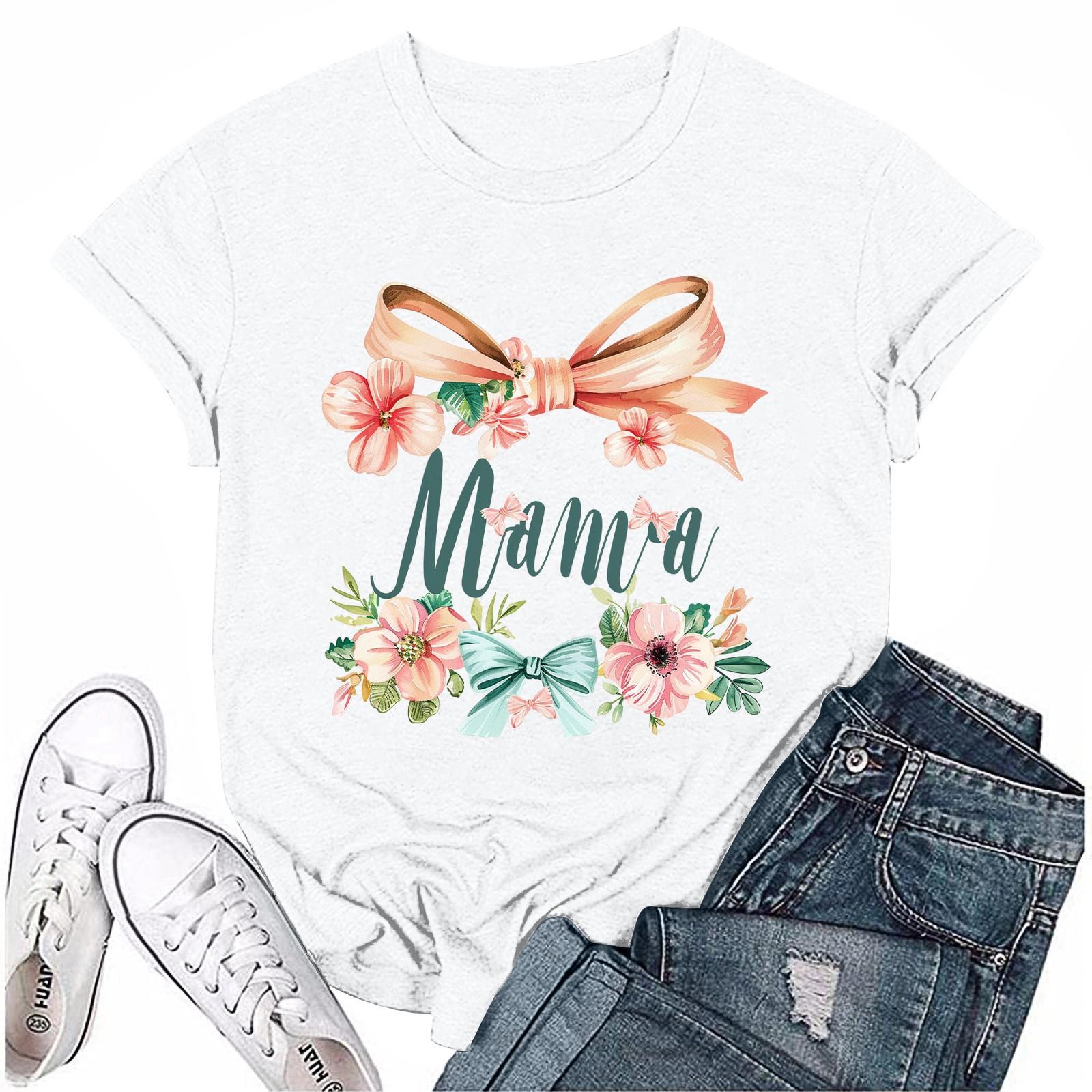 

Женский топ с круглым вырезом, повседневный принт, футболка с короткими рукавами S белый