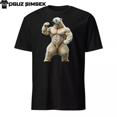 Unisex Softstyle T-Shirt | Muskelbären-Eisbär beim Flexen | Lustiges Gym-Tier-Design