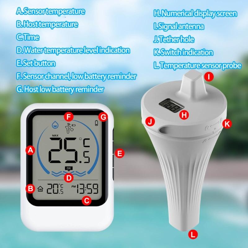 Múltiplos Sensores Monitor de Temperatura da Água Sondas Flutuantes Display Digital Registro Alto Baixo para Piscinas Banheiras de Hidromassagem e Aquários