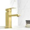 Brushed Gold Square Stainless Steel Basin Faucet