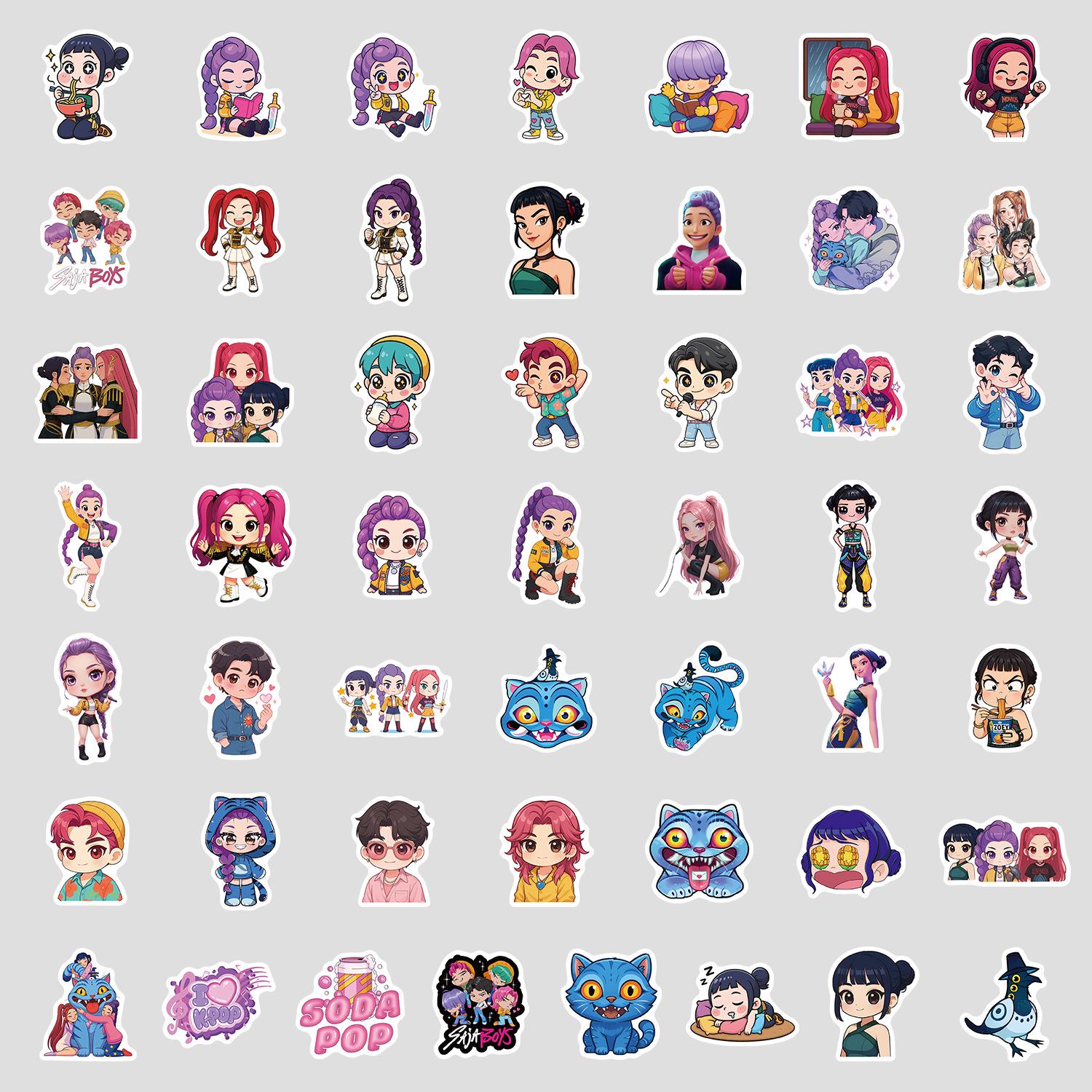50 Waterproof Anime Graffiti Stickers: Witch Hunter Group Korean Movie Design