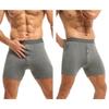 Men's Plus Size Button Opening Elastic Cotton Boxer Extended Crotch Boxer