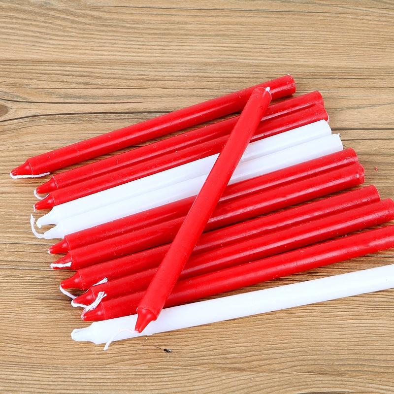 10 Pack Red and White Candles for Home Lighting, Daily Ordinary Candles, Non-romantic Wedding Long Pole Emergency Candles