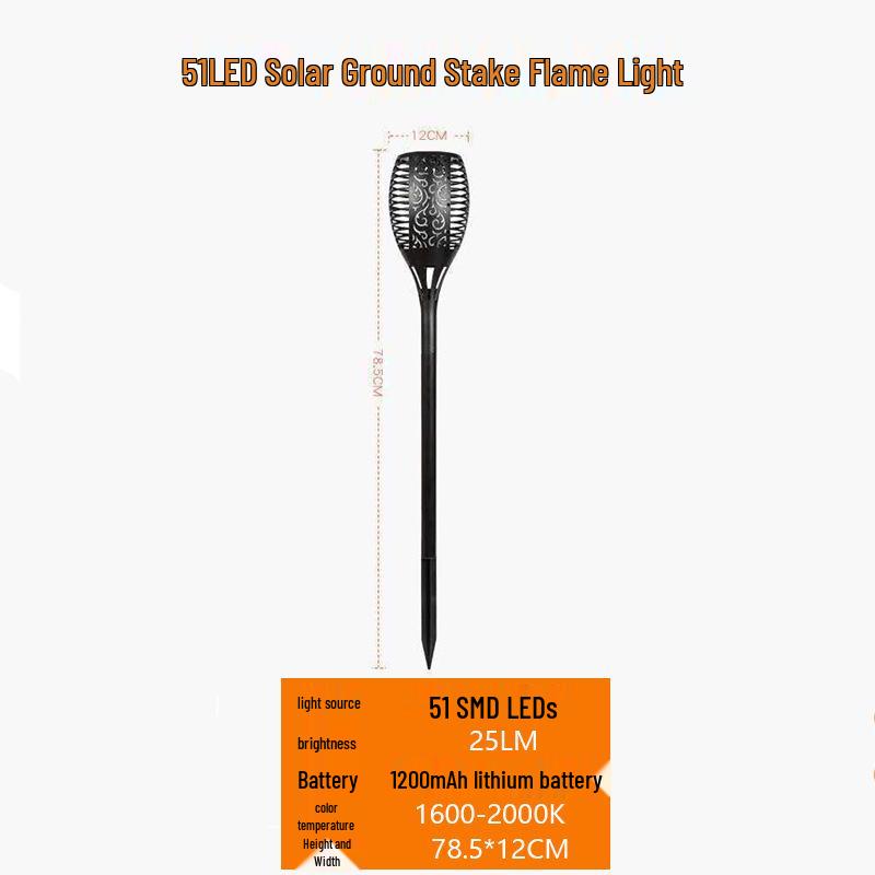 Solar Flame Torch Light with Sensor, 12 LED for Outdoor Decor and Landscape