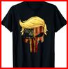 Skull with Iconic Trump Hair President Flag America T-shirt Unisex T-Shirt