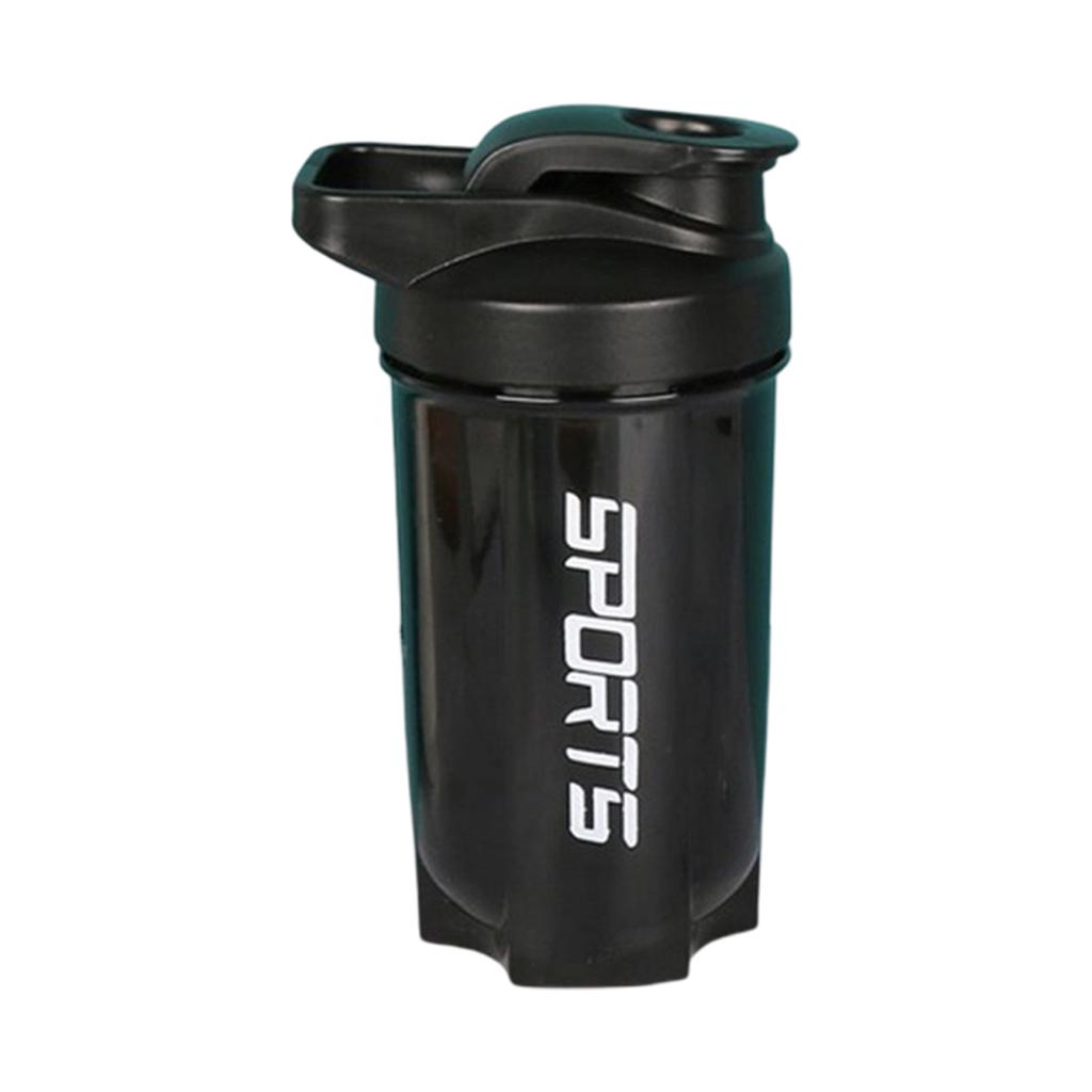 500ML Portable Sports Shaker Bottle with Measurement Scale and Handle Leak Proof Protein Blender Cup for Gym Fitness Outdoor Use