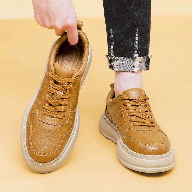 Trendy Brand Casual Genuine Leather Shoes for Men Thick Soled Versatile Oxford Shoes High-quality Shoes Outdoor Hiking Sneakers