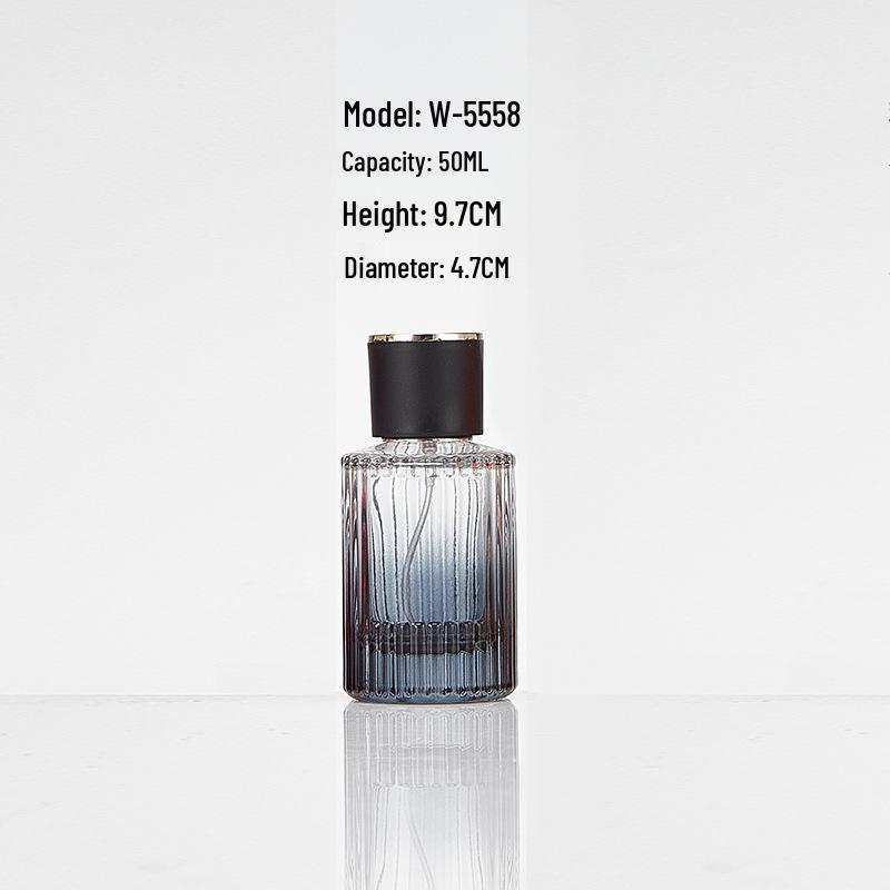 Vertical Gradient Stripe Glass Perfume Bottle - Aesthetic Spray Decanter for Essential Oils and Cosmetics