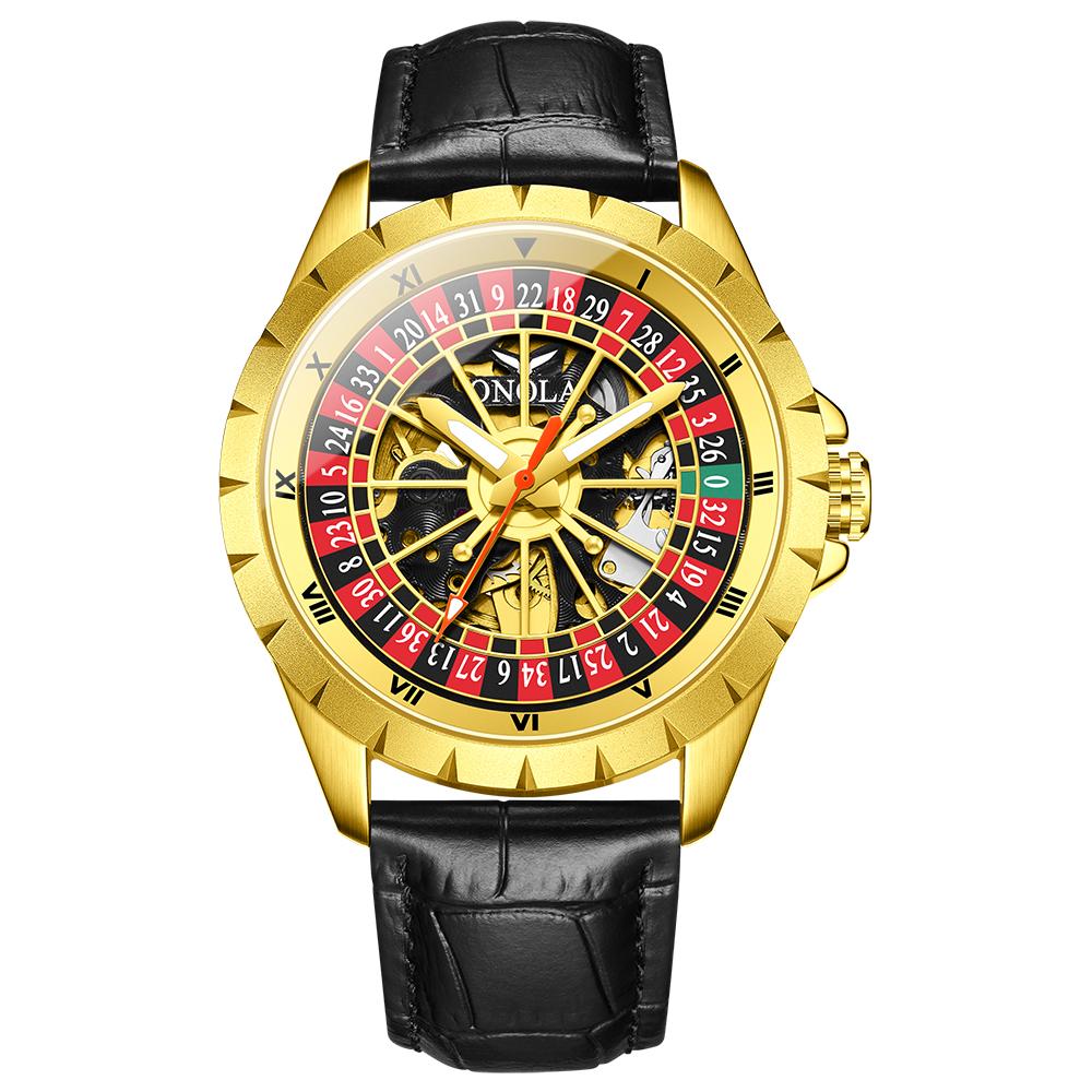 Men Mechanical Watch Creative Rotating Dial Roulette Automatic Wristwatch Luminous Waterproof Watches