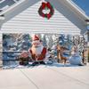 1pc 2D Flat Holiday Christmas Garage Door Banner Vibrant Santa, Elf, Snowman, and Reindeer Designs No Power Required