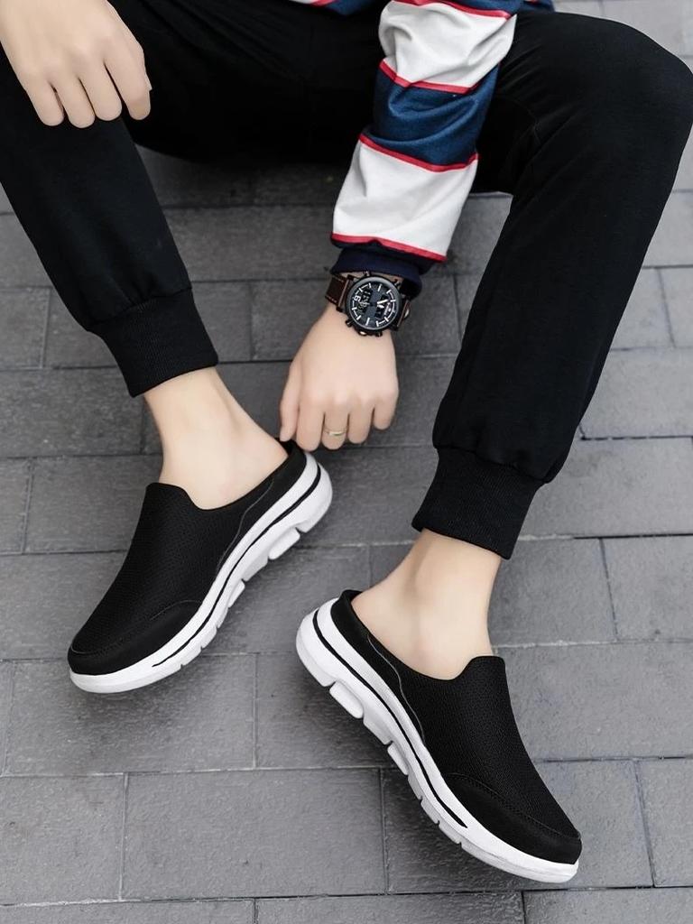 Fashion Mules Flat Slides Men's Shoe Half Male Slipper Designer Luxury Trend 2025 Low Price Elegant Summer Sale Fashion Clappers Adult
