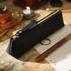 2026 Vintage Crazy Horse Leather Zipper Pencil Bag Handmade Cowhide Pen Cover Creative Fashion Stationery Pen Storage Bag