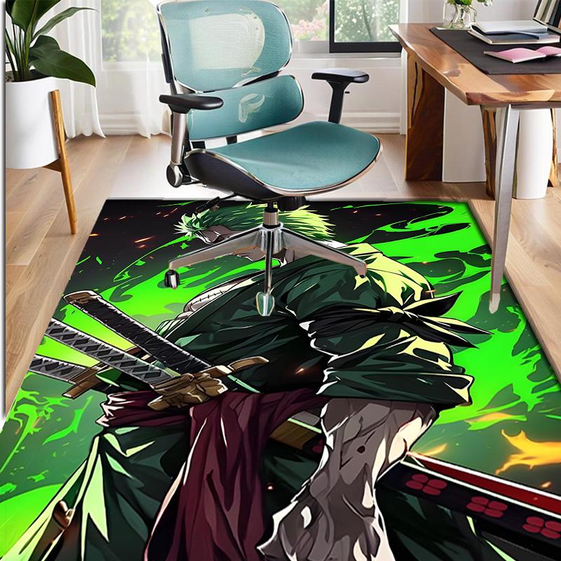 Roronoa Zoro Pattern Rug, Indoor/Outdoor Mat, for Picnic, Gameroom, Bedroom, Office, Living Room, Home Decor Carpet, Birthday Gift