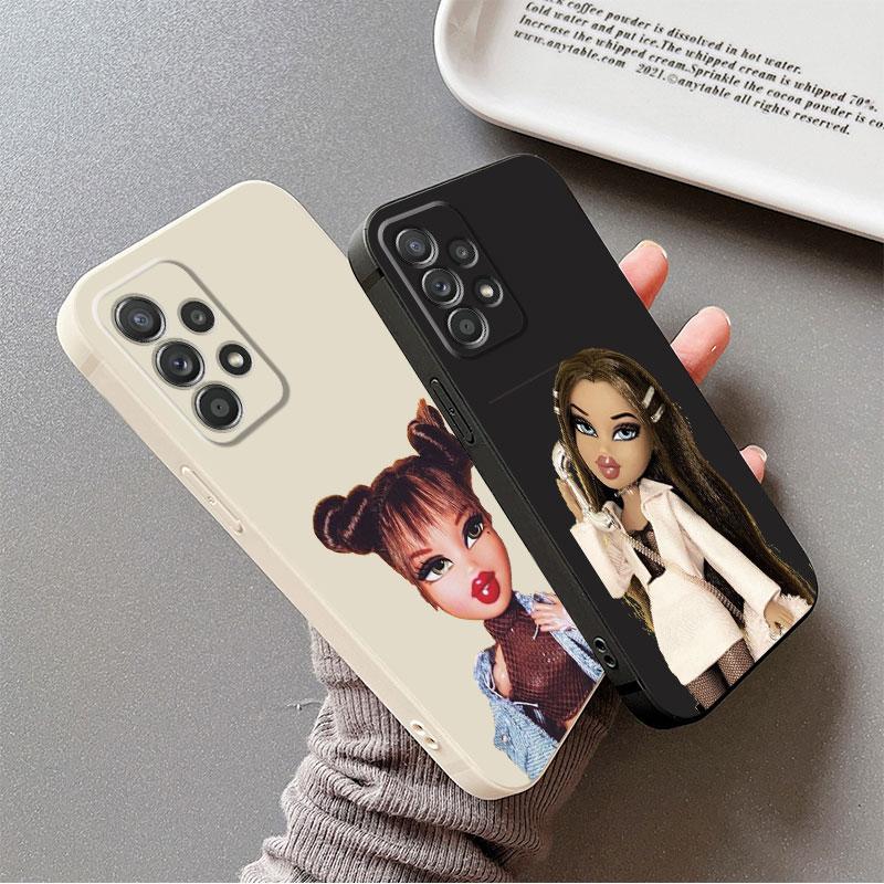 Pouzdro na telefon Doll Bratzs Square pro Samsung Galaxy A03s A71 A11 A31 A01 A21s A51 A02 A70 A50 A10 Tekutý silikonový kryt