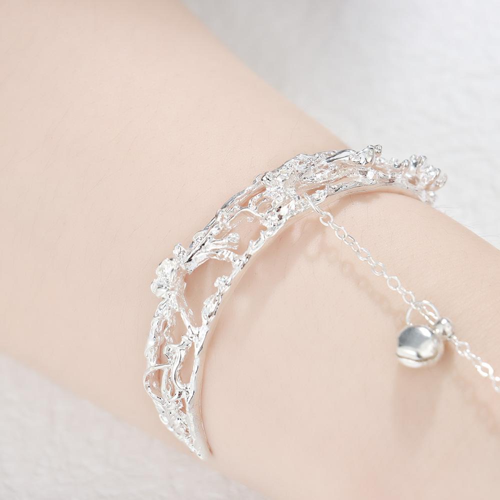 Chinese Antique Style Charm Bracelet Ring Bangle Adjustable Opening Butterfly Bells Ring Bracelet