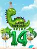 1set Happy Birthday Dinosaur Number Star Foil Balloons with Jurassic Theme Latex Balloon Children's Birthday Party Decorations