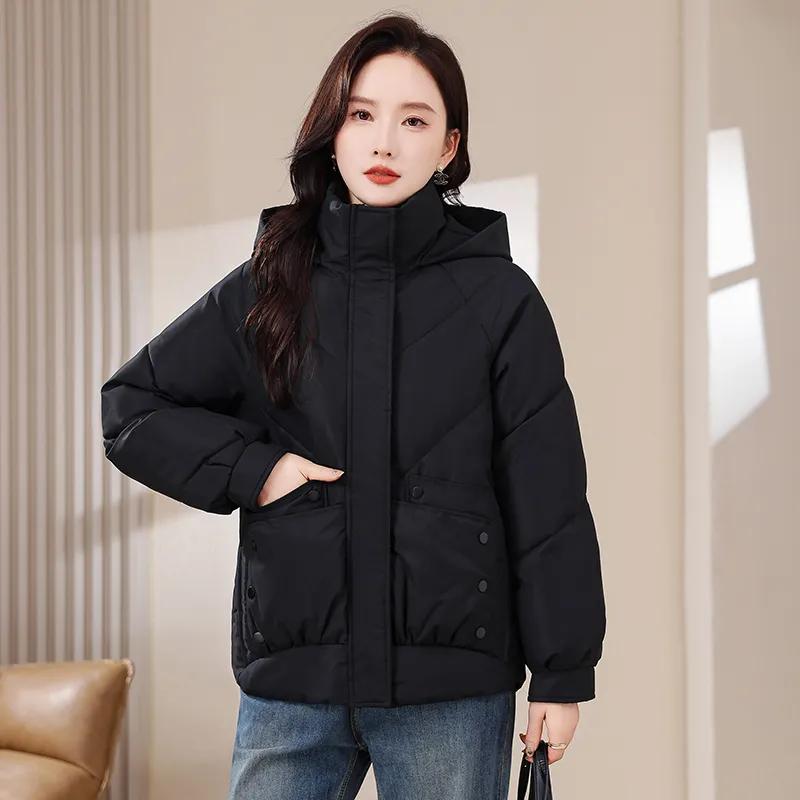 Women's Winter Loose Casual Plus Size Warm Jacket Simple Medium To Long Solid Color Jacket