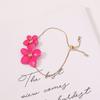 Adjustable Metal Flower Bracelets For Women Fuchsia Color Enamel Summer Style Fashion Jewelry Holiday Accessories Gifts