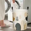 1pc Laundry Basket, Minimalist Style Floral Element Round Dirty Clothes Basket, with Handle, Portable Design, Suitable for Clothing and Sundries Stora